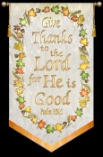 Give Thanks to the Lord for He is Good - Cream, with Wreath